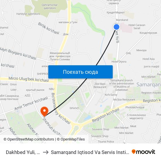 Dakhbed Yuli, 97 to Samarqand Iqtisod Va Servis Instituti map