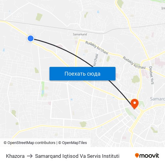 Khazora to Samarqand Iqtisod Va Servis Instituti map