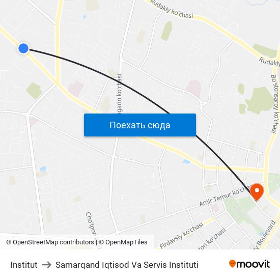 Institut to Samarqand Iqtisod Va Servis Instituti map