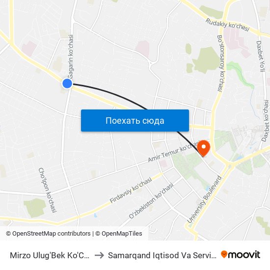 Mirzo Ulug'Bek Ko'Chasi, 78 to Samarqand Iqtisod Va Servis Instituti map