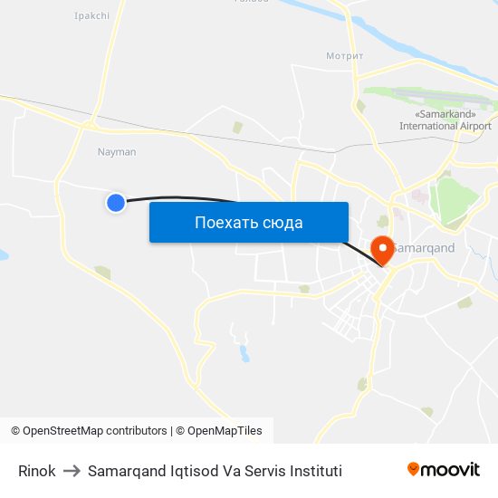 Rinok to Samarqand Iqtisod Va Servis Instituti map
