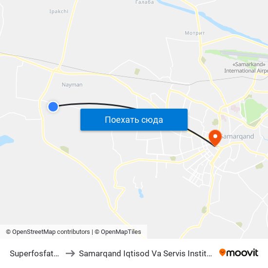 Superfosfatnii to Samarqand Iqtisod Va Servis Instituti map