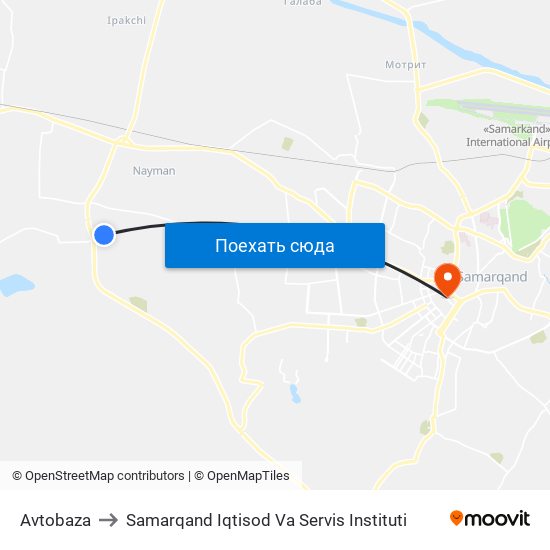 Avtobaza to Samarqand Iqtisod Va Servis Instituti map