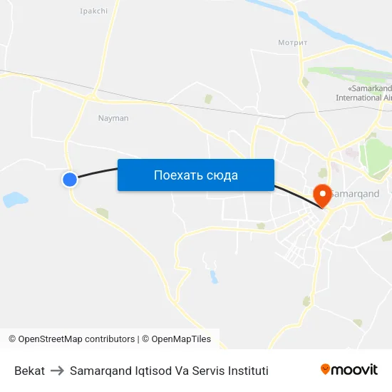Bekat to Samarqand Iqtisod Va Servis Instituti map