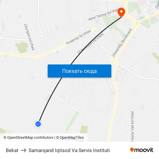 Bekat to Samarqand Iqtisod Va Servis Instituti map