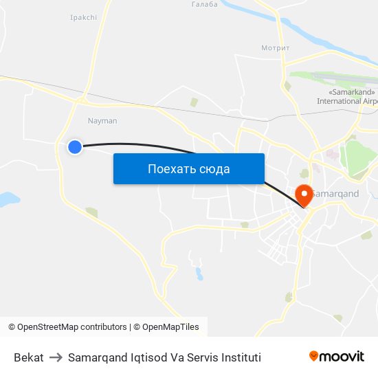 Bekat to Samarqand Iqtisod Va Servis Instituti map