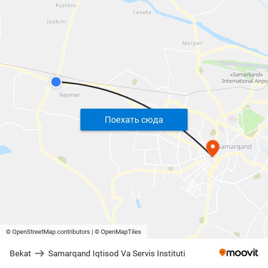 Bekat to Samarqand Iqtisod Va Servis Instituti map