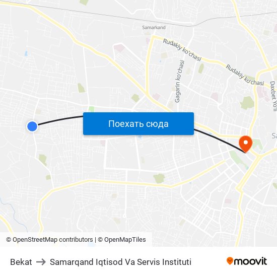 Bekat to Samarqand Iqtisod Va Servis Instituti map