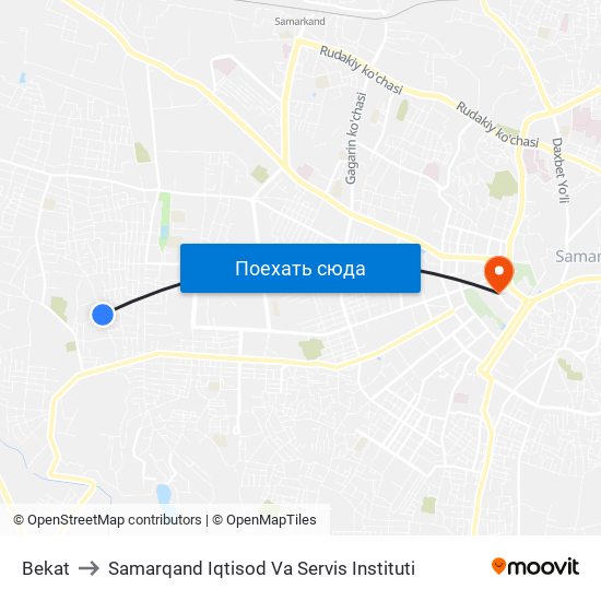 Bekat to Samarqand Iqtisod Va Servis Instituti map