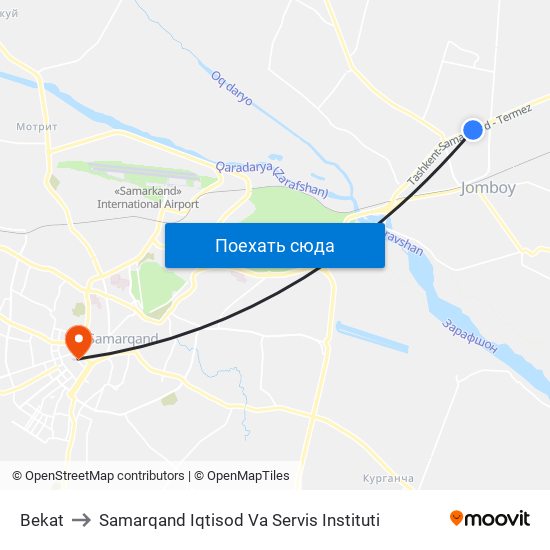 Bekat to Samarqand Iqtisod Va Servis Instituti map