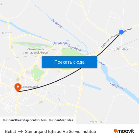Bekat to Samarqand Iqtisod Va Servis Instituti map