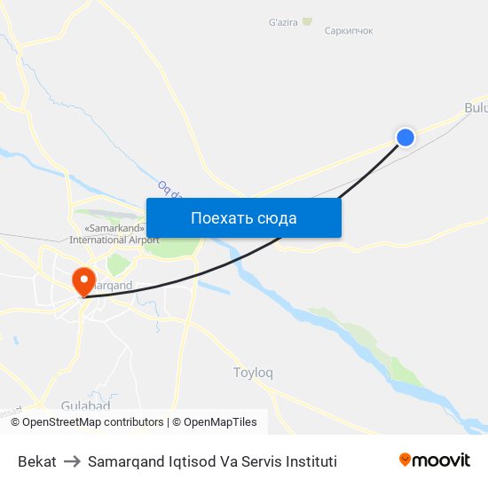 Bekat to Samarqand Iqtisod Va Servis Instituti map