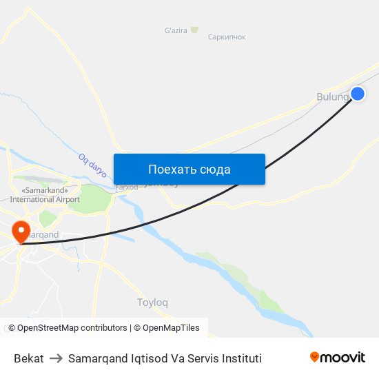 Bekat to Samarqand Iqtisod Va Servis Instituti map