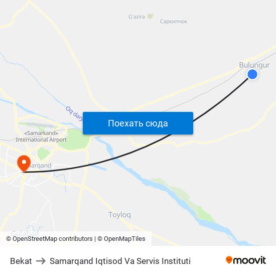 Bekat to Samarqand Iqtisod Va Servis Instituti map