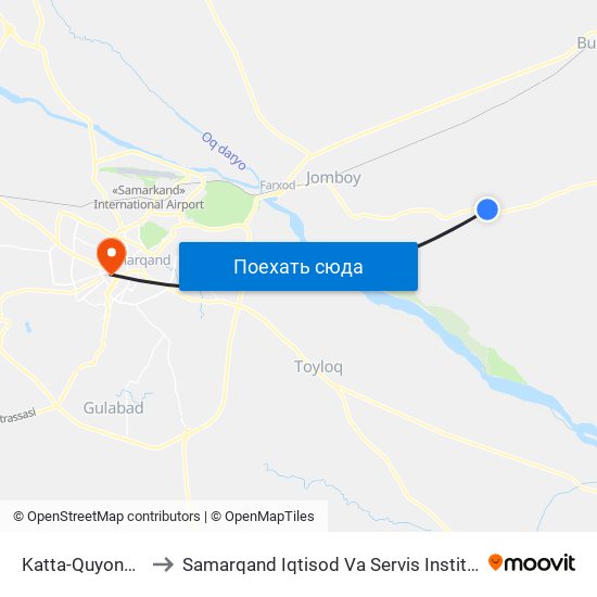 Katta-Quyonchi to Samarqand Iqtisod Va Servis Instituti map