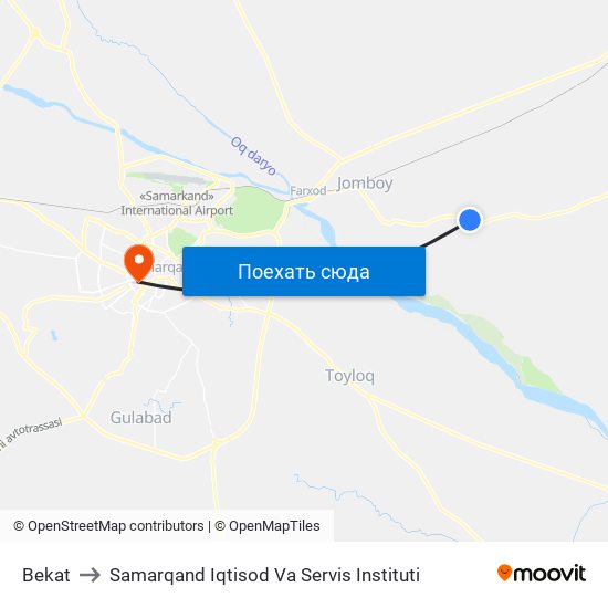 Bekat to Samarqand Iqtisod Va Servis Instituti map