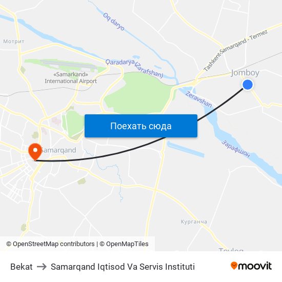 Bekat to Samarqand Iqtisod Va Servis Instituti map