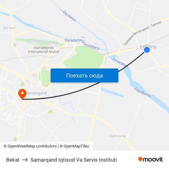 Bekat to Samarqand Iqtisod Va Servis Instituti map