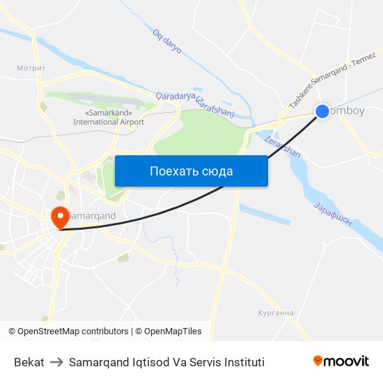 Bekat to Samarqand Iqtisod Va Servis Instituti map