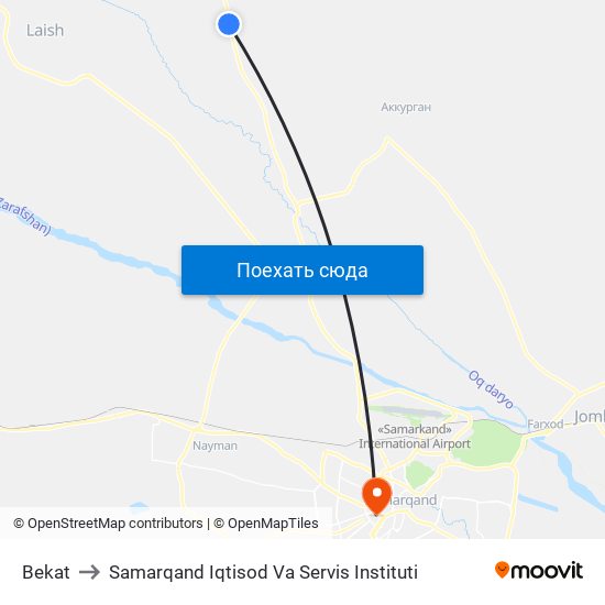 Bekat to Samarqand Iqtisod Va Servis Instituti map