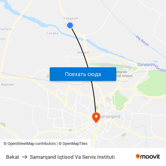 Bekat to Samarqand Iqtisod Va Servis Instituti map