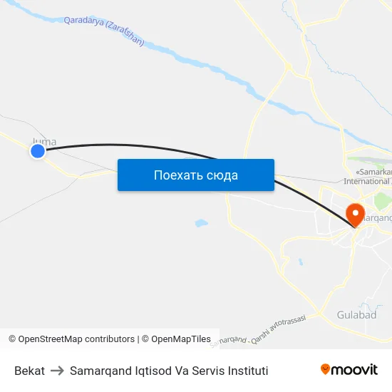 Bekat to Samarqand Iqtisod Va Servis Instituti map