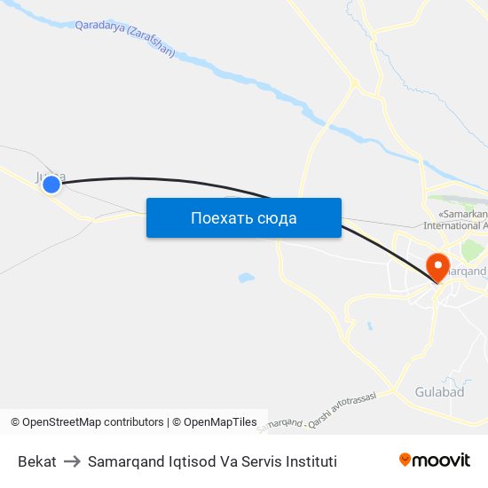 Bekat to Samarqand Iqtisod Va Servis Instituti map