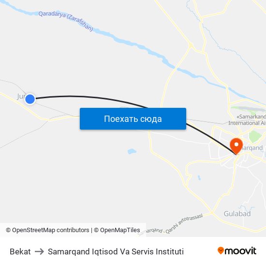 Bekat to Samarqand Iqtisod Va Servis Instituti map