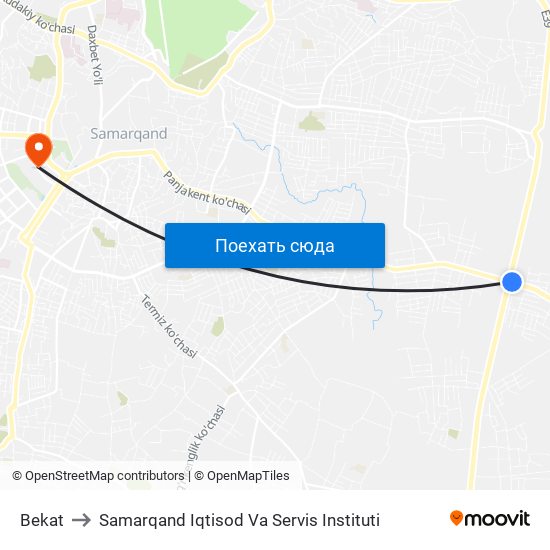 Bekat to Samarqand Iqtisod Va Servis Instituti map