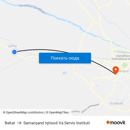 Bekat to Samarqand Iqtisod Va Servis Instituti map