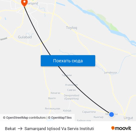 Bekat to Samarqand Iqtisod Va Servis Instituti map