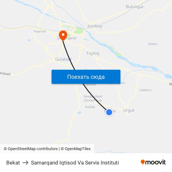 Bekat to Samarqand Iqtisod Va Servis Instituti map