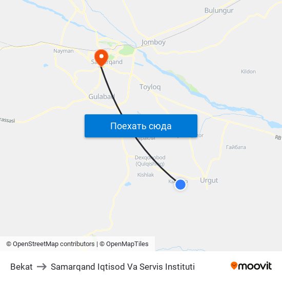 Bekat to Samarqand Iqtisod Va Servis Instituti map