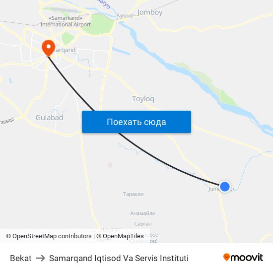 Bekat to Samarqand Iqtisod Va Servis Instituti map