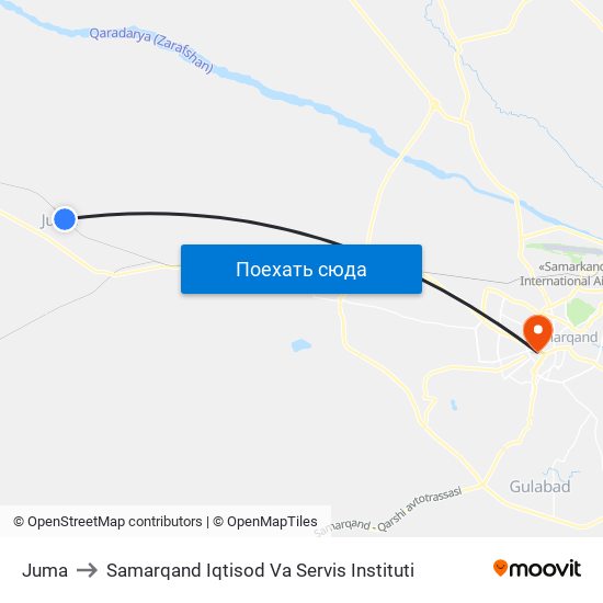 Juma to Samarqand Iqtisod Va Servis Instituti map