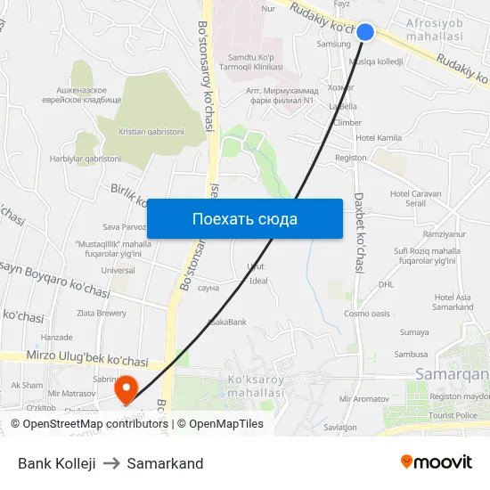 Bank Kolleji to Samarkand map