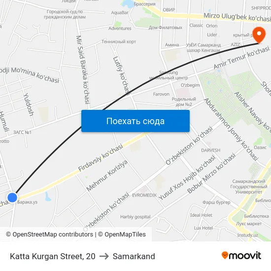 Katta Kurgan Street, 20 to Samarkand map