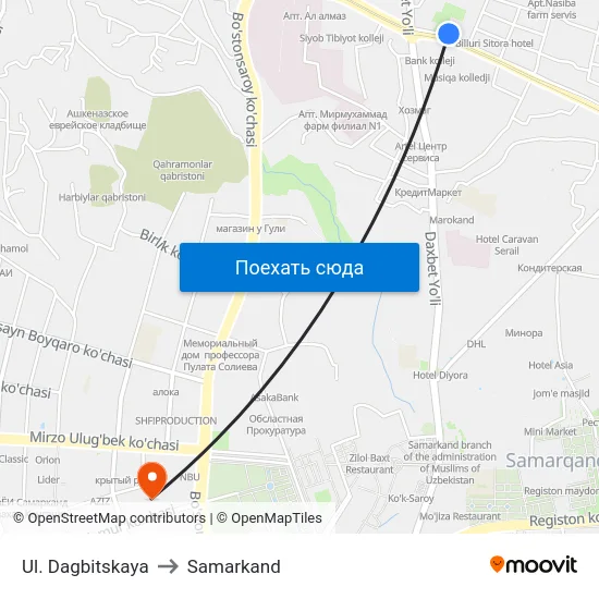 Ul. Dagbitskaya to Samarkand map