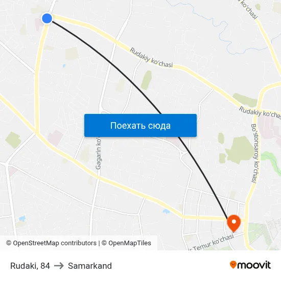 Rudaki, 84 to Samarkand map