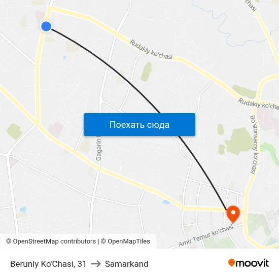 Beruniy Ko'Chasi, 31 to Samarkand map