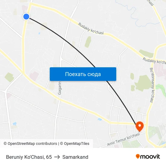 Beruniy Ko'Chasi, 65 to Samarkand map