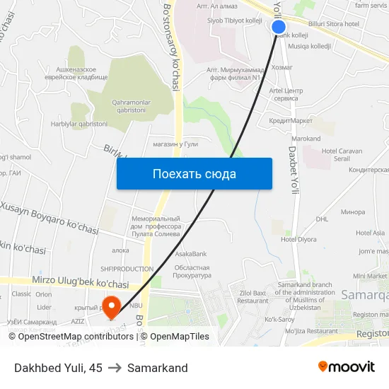 Dakhbed Yuli, 45 to Samarkand map