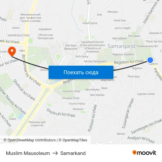 Muslim Mausoleum to Samarkand map