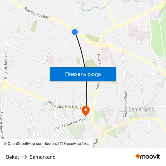 Bekat to Samarkand map