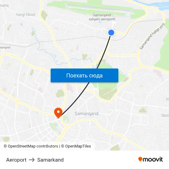 Aeroport to Samarkand map