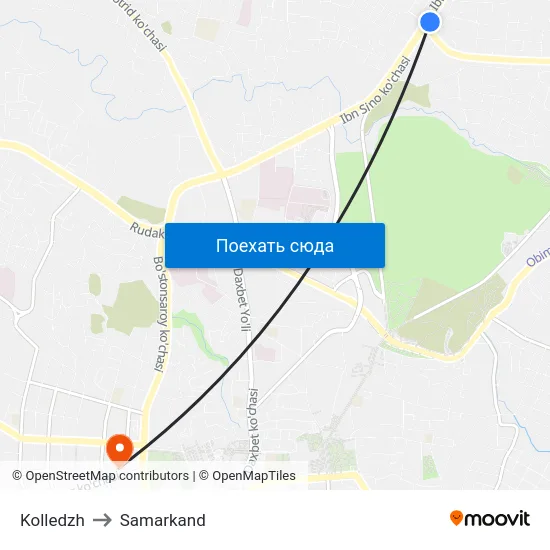 Kolledzh to Samarkand map
