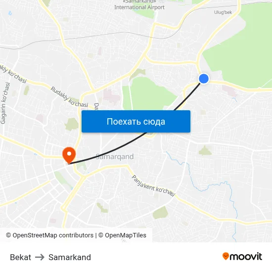Bekat to Samarkand map