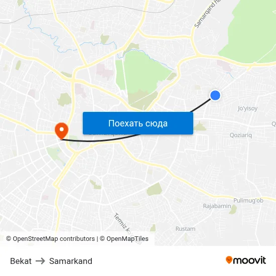 Bekat to Samarkand map