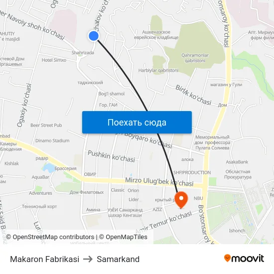 Makaron Fabrikasi to Samarkand map