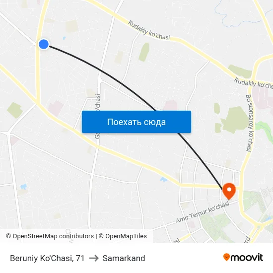Beruniy Ko'Chasi, 71 to Samarkand map